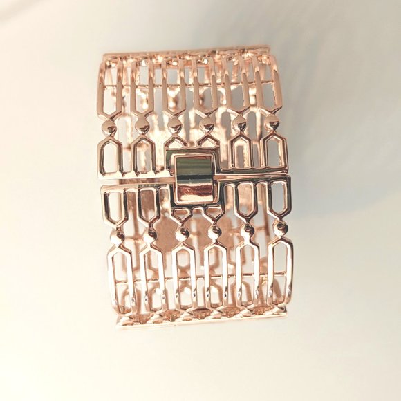 Rose Gold Plated Dark Green Crystal Statement Bracelet - Picture 3 of 5